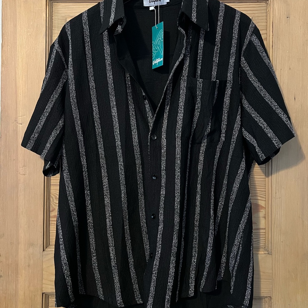 Black and White Striped Men's Shirt